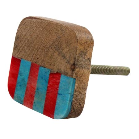 Square Striped Wooden Cabinet Knob